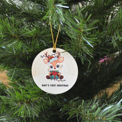 Χριστουγεννιάτικο Στολίδι MDF Baby's First Christmas Reindeer