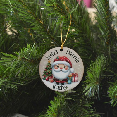 Χριστουγεννιάτικο Στολίδι MDF Santas Favorite Teacher 2