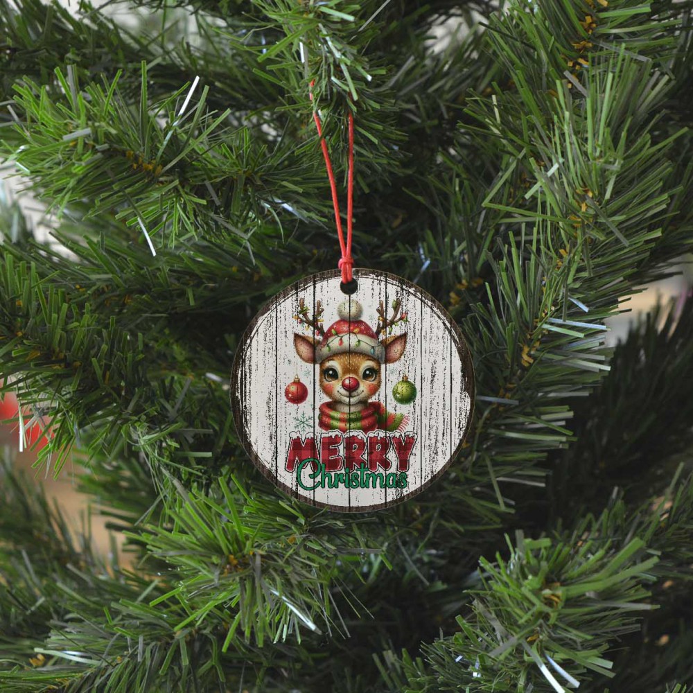 Χριστουγεννιάτικο Στολίδι MDF Merry Christmas Ταρανδάκι Εποχιακά