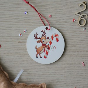 Χριστουγεννιάτικο Στολίδι MDF Ταρανδάκι με Όνομα Εποχιακά