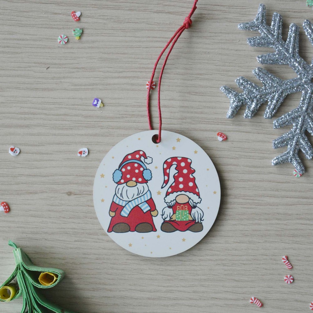Χριστουγεννιάτικο Στολίδι MDF Gnomes με Όνομα Εποχιακά