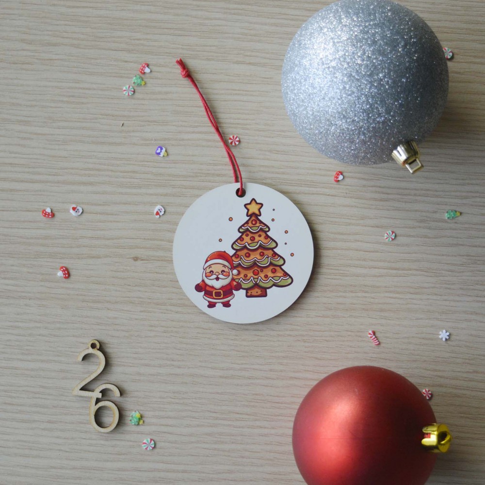 Χριστουγεννιάτικο Στολίδι MDF Santa & Christmas Tree με Όνομα Εποχιακά