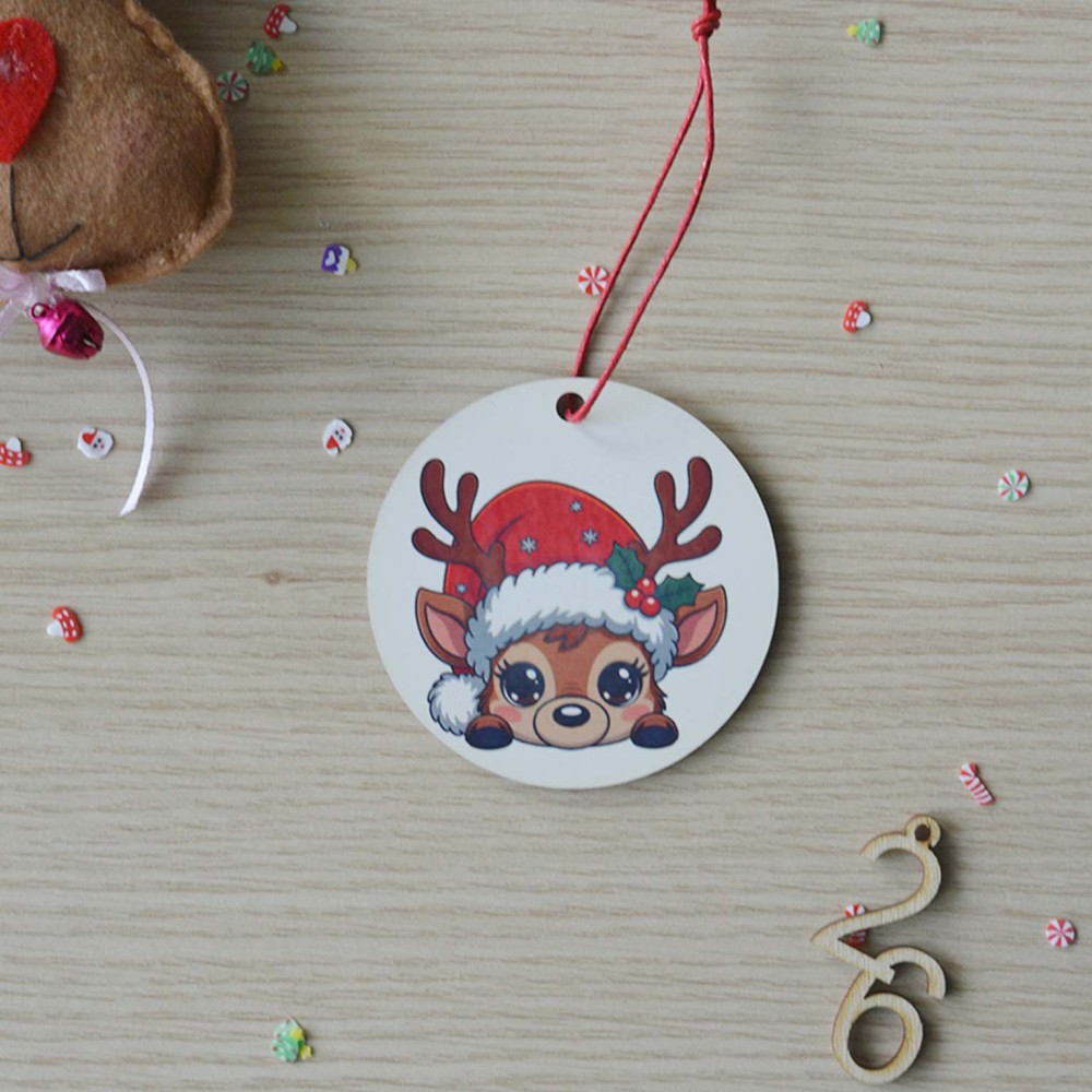 Χριστουγεννιάτικο Στολίδι MDF Ταρανδάκι με Όνομα 3 Εποχιακά