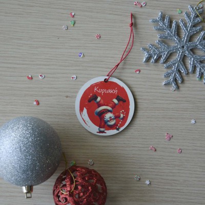 Χριστουγεννιάτικο Στολίδι MDF Funny Santa με Όνομα