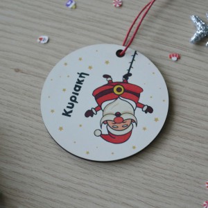 Χριστουγεννιάτικο Στολίδι MDF Funny Santa με Όνομα 3 Εποχιακά