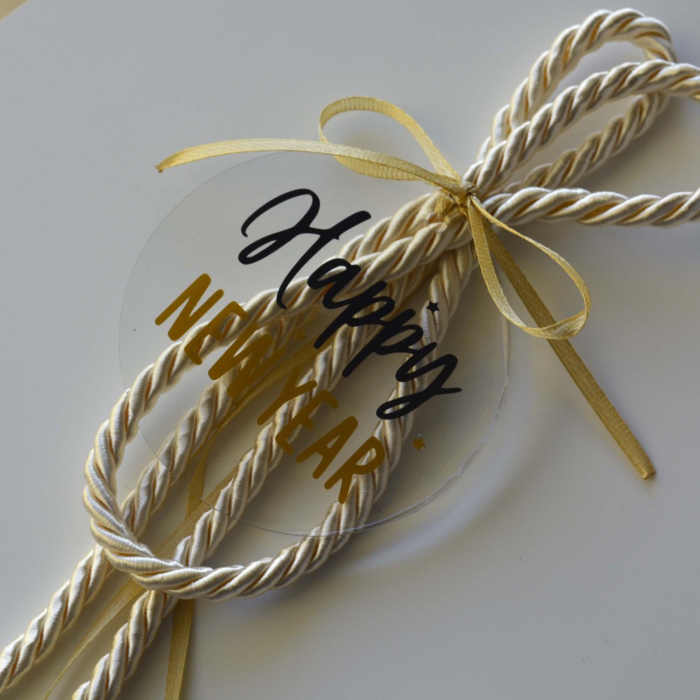 Χειροποίητο Γούρι Happy New Year Χρυσό Εποχιακά