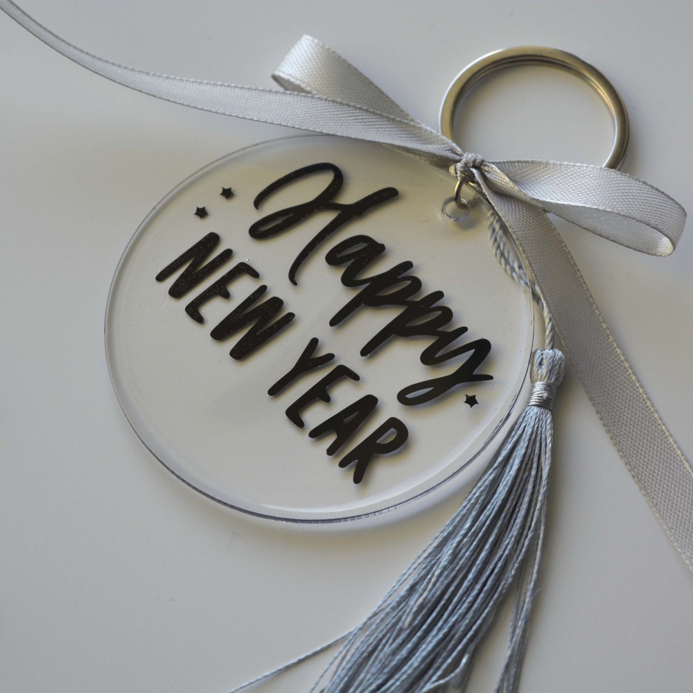 Χειροποίητο Γούρι Happy New Year Μαύρο Εποχιακά