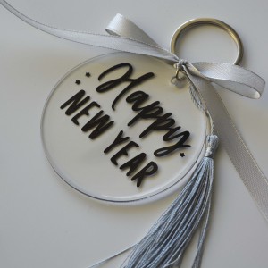 Χειροποίητο Γούρι Happy New Year Μαύρο Εποχιακά