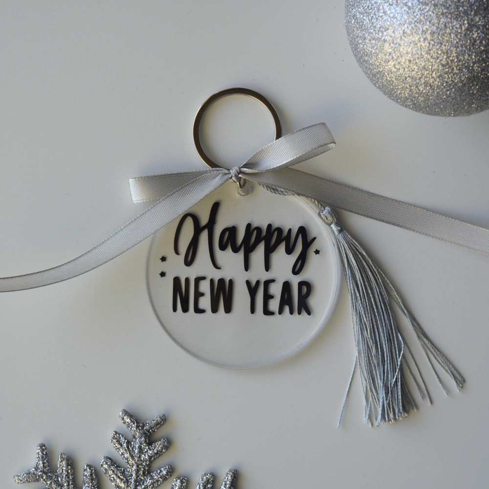 Χειροποίητο Γούρι Happy New Year Μαύρο Εποχιακά