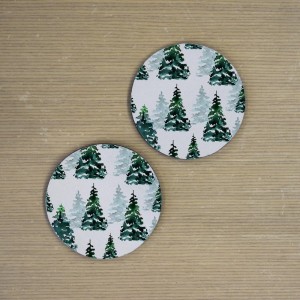 Σουβέρ Σετ 2 Τεμαχίων Στρογγυλά Christmas Trees Δώρα