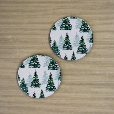 Σουβέρ Σετ 2 Τεμαχίων Στρογγυλά Christmas Trees