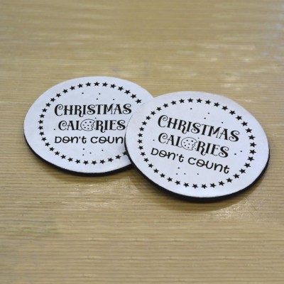 Σουβέρ Σετ 2 Τεμαχίων Στρογγυλά Christmas Calories Don't Count