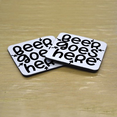 Σουβέρ Σετ 2 Τεμαχίων Τετράγωνα Beer Goes Here