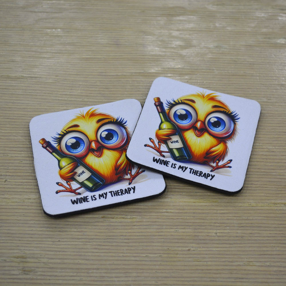 Σουβέρ Σετ 2 Τεμαχίων Τετράγωνα Wine Is My Therapy Δώρα