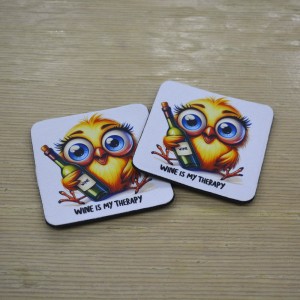 Σουβέρ Σετ 2 Τεμαχίων Τετράγωνα Wine Is My Therapy Δώρα