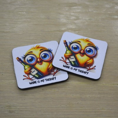 Σουβέρ Σετ 2 Τεμαχίων Τετράγωνα Wine Is My Therapy