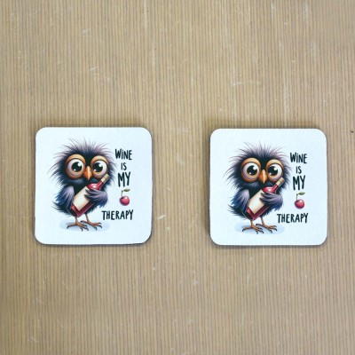 Σουβέρ Σετ 2 Τεμαχίων Τετράγωνα Wine Is My Therapy 2