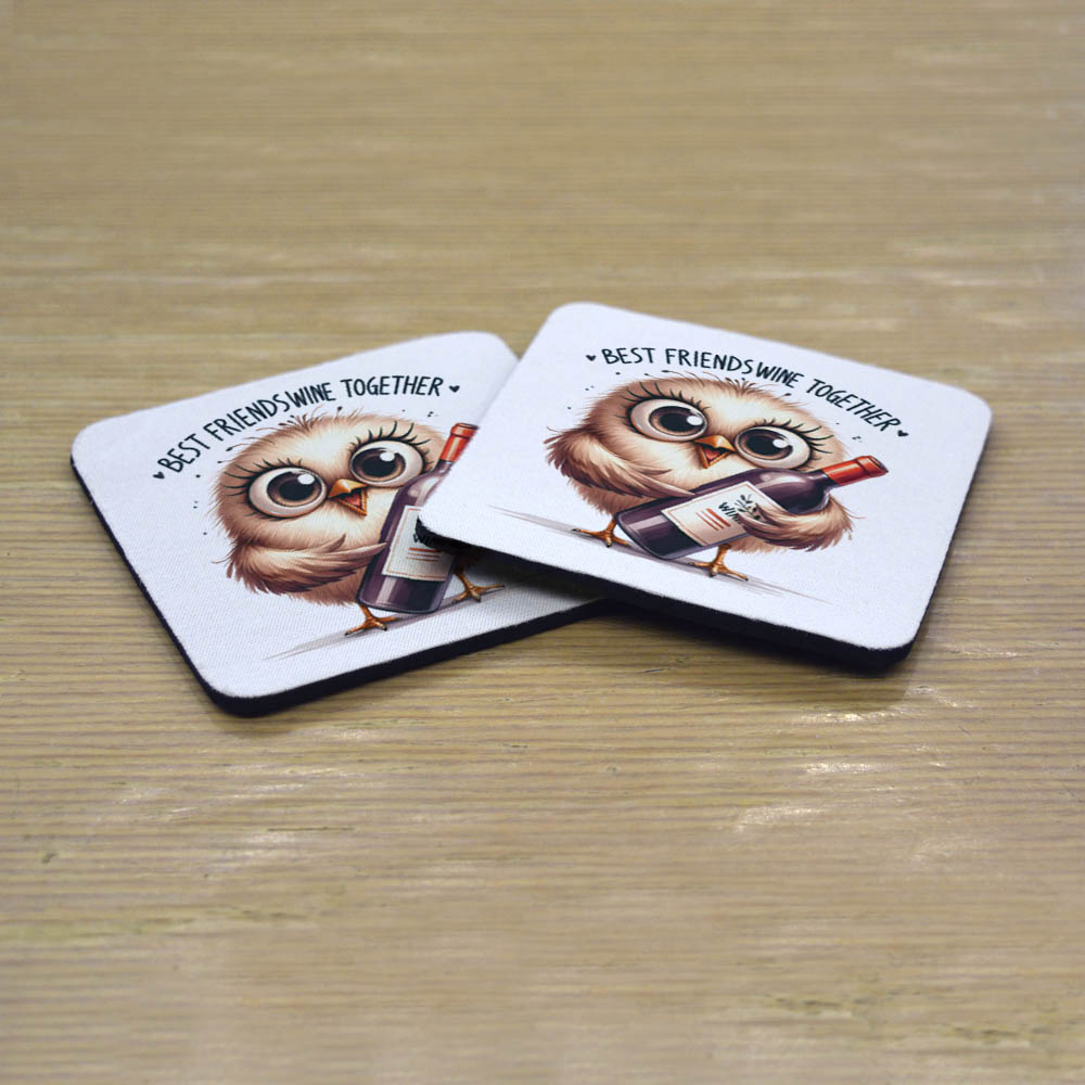 Σουβέρ Σετ 2 Τεμαχίων Τετράγωνα Best Friends Wine Together Δώρα