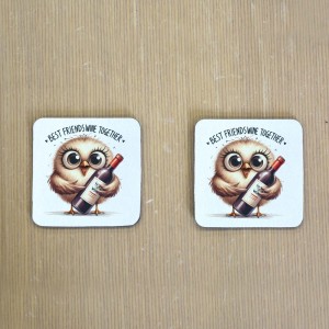 Σουβέρ Σετ 2 Τεμαχίων Τετράγωνα Best Friends Wine Together Δώρα