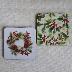 Σουβέρ Σετ 2 Τεμαχίων Τετράγωνα Christmas 2 Δώρα