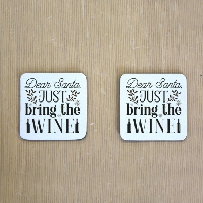 Σουβέρ Σετ 2 Τεμαχίων Τετράγωνα Dear Santa Just Bring The Wine