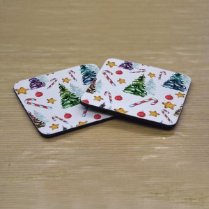 Σουβέρ Σετ 2 Τεμαχίων Τετράγωνα Christmas Trees Δώρα