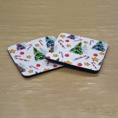 Σουβέρ Σετ 2 Τεμαχίων Τετράγωνα Christmas Trees