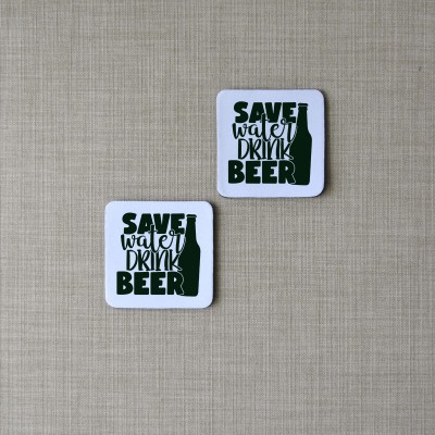 Σουβέρ Σετ 2 Τεμαχίων Τετράγωνα Save Water Drink Beer