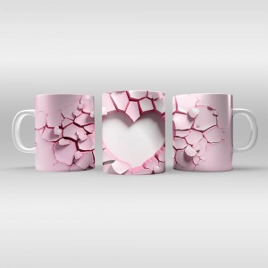 Κούπα Heart White on Pink Cracked Mug Κούπες