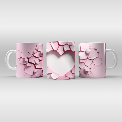 Κούπα Heart White on Pink Cracked Mug