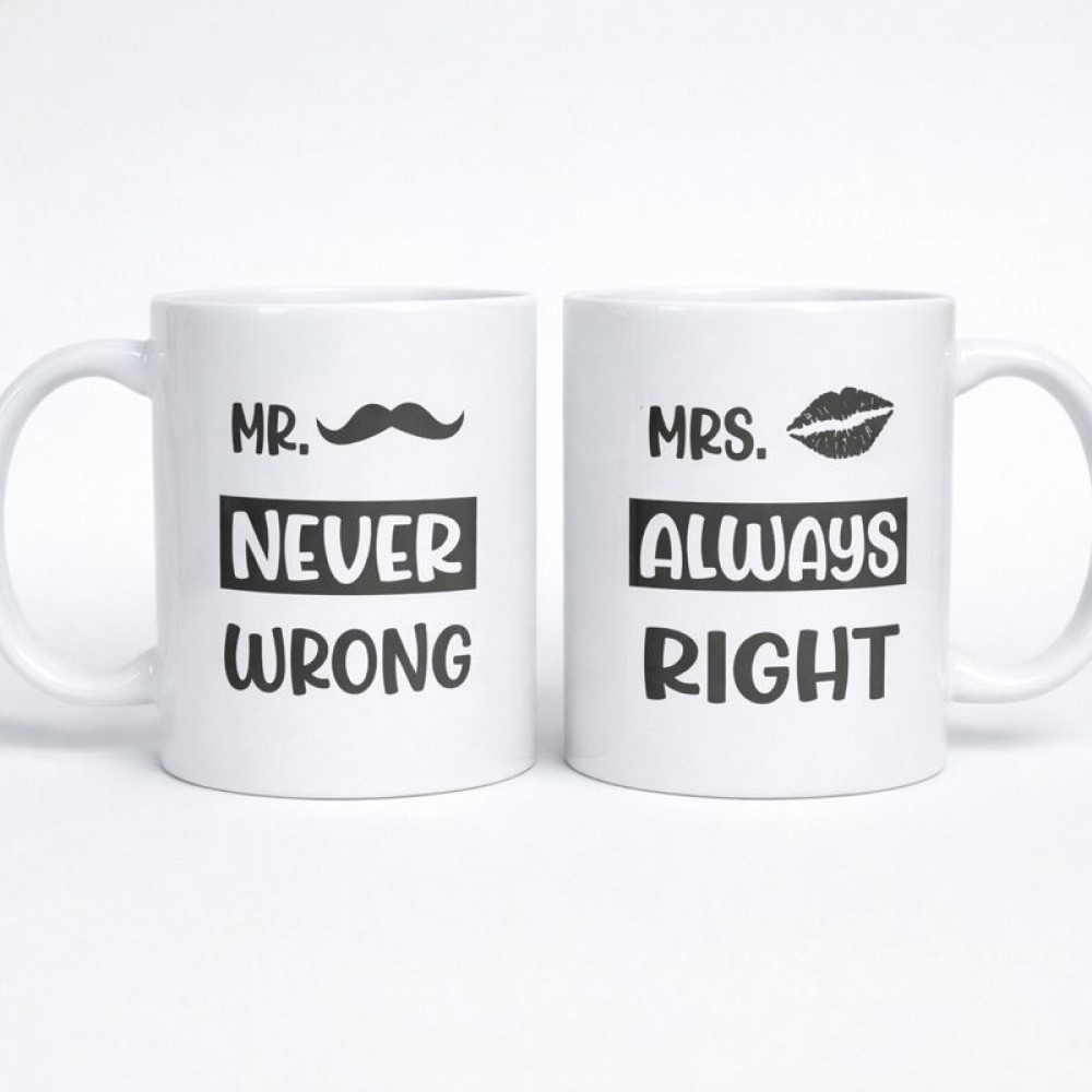 Κούπες Σετ 2 Τεμαχίων Mr Never Wrong & Mrs Always Right Εποχιακά