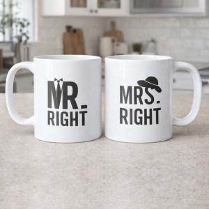 Κούπες Σετ 2 Τεμαχίων Mr Right & Mrs Right Εποχιακά