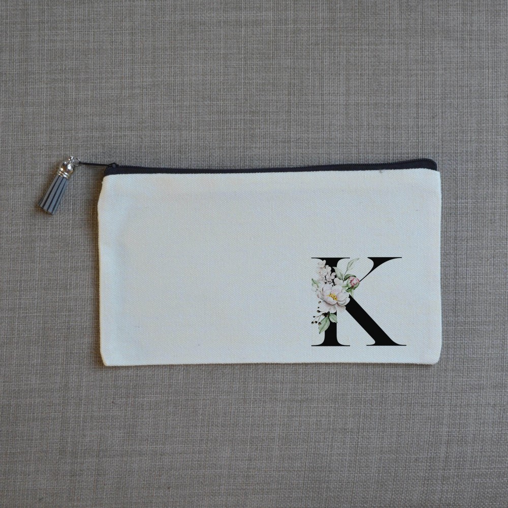 Τσαντάκι Γράμμα Κ με Λουλούδια Τσαντάκια-Νεσεσέρ