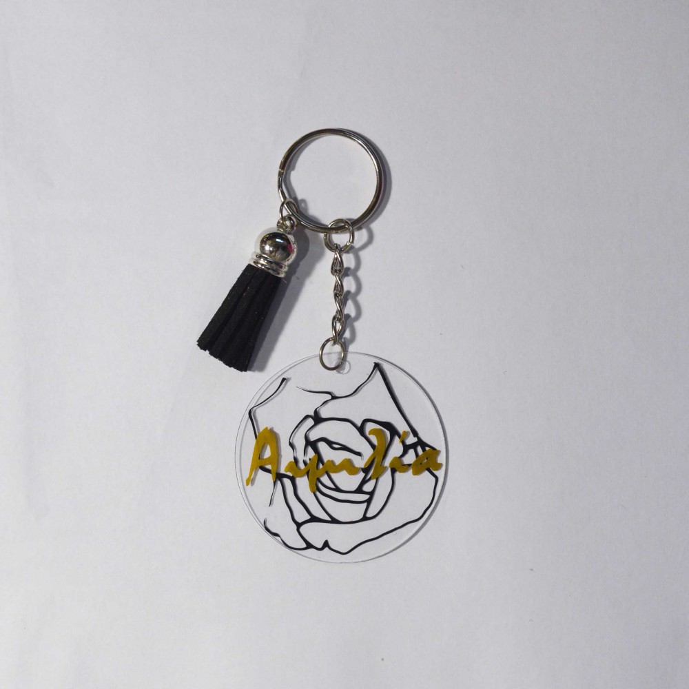 Ακρυλικό Μπρελόκ Στρογγυλό Λουλούδι με Όνομα Μπρελόκ