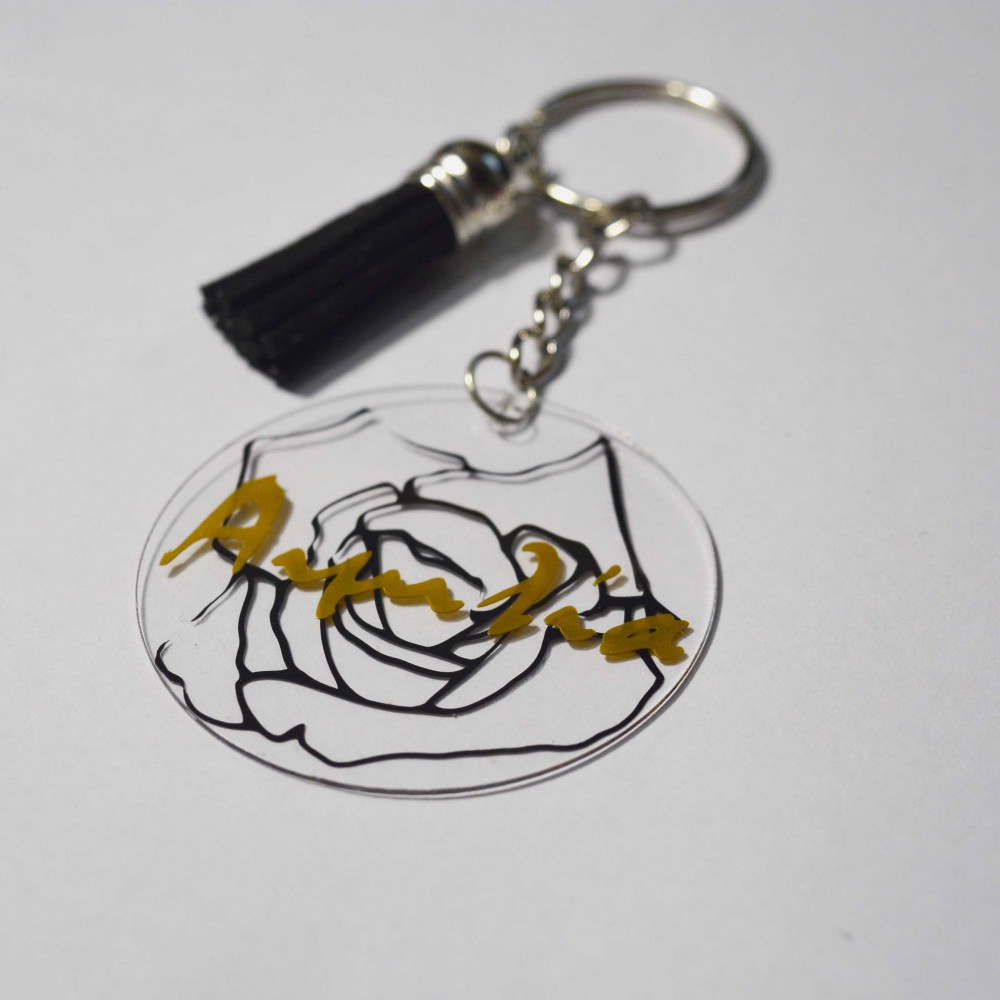 Ακρυλικό Μπρελόκ Στρογγυλό Λουλούδι με Όνομα Μπρελόκ