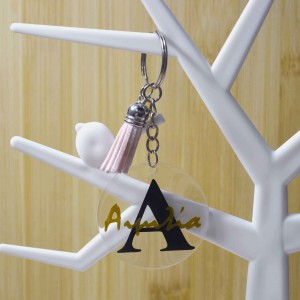 Ακρυλικό Μπρελόκ Στρογγυλό Μονόγραμμα & Όνομα Μπρελόκ