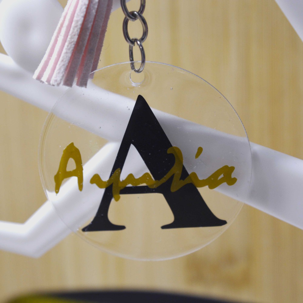 Ακρυλικό Μπρελόκ Στρογγυλό Μονόγραμμα & Όνομα Μπρελόκ