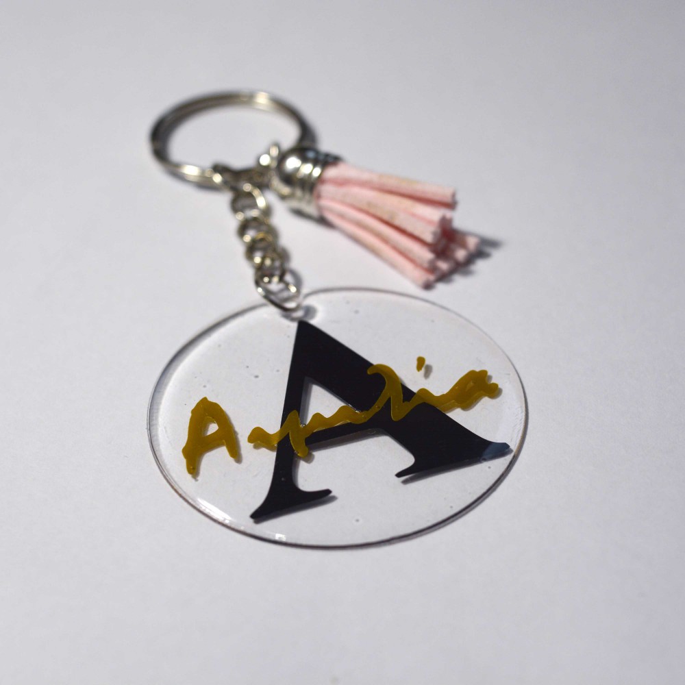 Ακρυλικό Μπρελόκ Στρογγυλό Μονόγραμμα & Όνομα Μπρελόκ