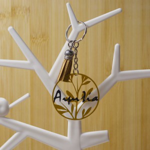 Ακρυλικό Μπρελόκ Στρογγυλό Φύλλα με Όνομα Μπρελόκ