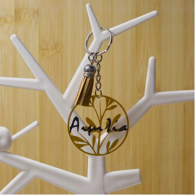 Ακρυλικό Μπρελόκ Στρογγυλό Φύλλα με Όνομα