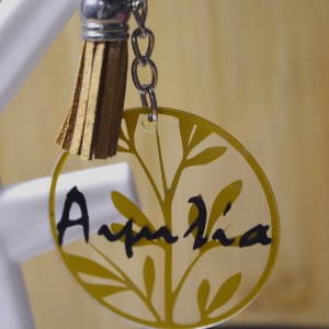 Ακρυλικό Μπρελόκ Στρογγυλό Φύλλα με Όνομα Μπρελόκ