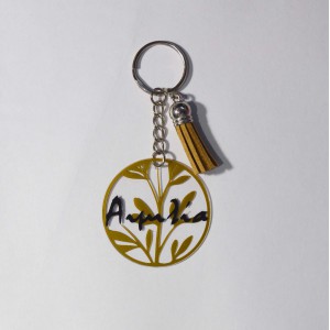 Ακρυλικό Μπρελόκ Στρογγυλό Φύλλα με Όνομα Μπρελόκ