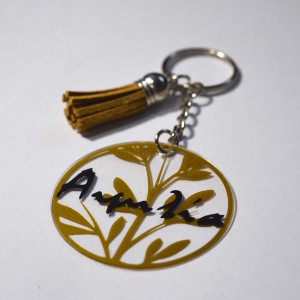 Ακρυλικό Μπρελόκ Στρογγυλό Φύλλα με Όνομα Μπρελόκ