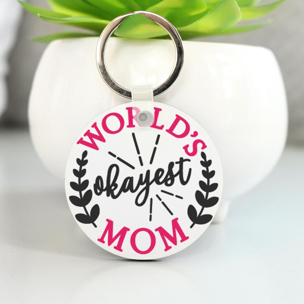 Μπρελόκ Στρογγυλό World's Okayest Mom Μπρελόκ