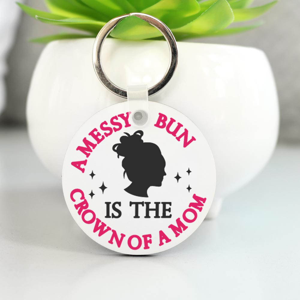 Μπρελόκ Στρογγυλό Messy Bun Mom Μπρελόκ