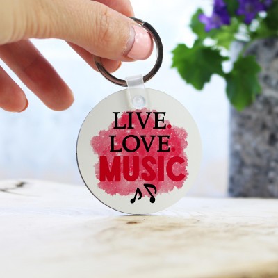 Μπρελόκ Στρογγυλό Live Love Music
