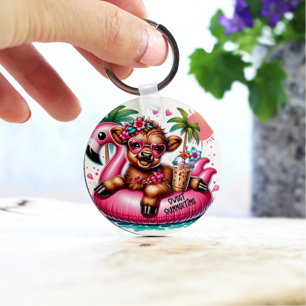 Μπρελόκ Στρογγυλό Cow in Beach Μπρελόκ