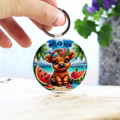 Μπρελόκ Στρογγυλό Cow with Watermelon