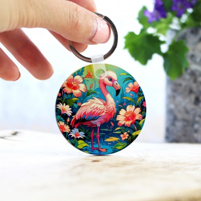 Μπρελόκ Στρογγυλό Flamingo