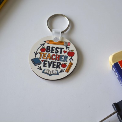 Μπρελόκ Στρογγυλό Best Teacher Ever Colourful